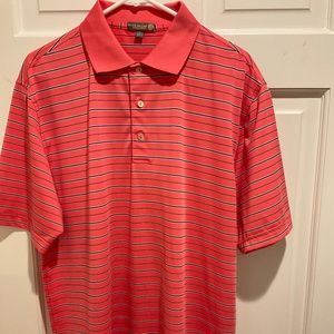 PETER MILLAR Crown Sport Golf Polo Shirt SZ L Coral Striped